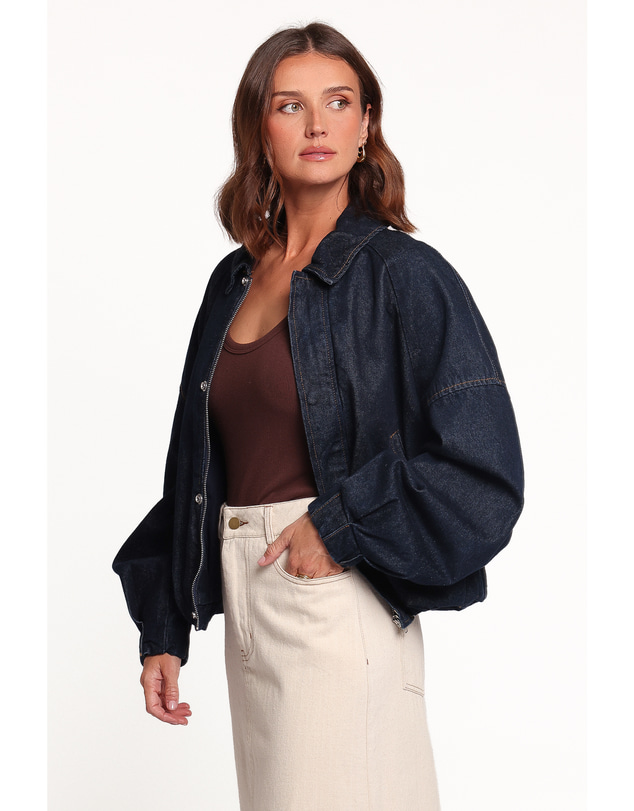 Petal & Pup - Janet Bomber Jacket - Dark Denim Wash