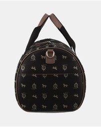 Pierre Cardin - Pierre Cardin Canvas Print/Leather Trim Art Design Duffle Bag