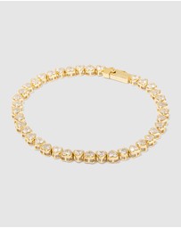 Wanderlust + Co - Heart Bezel 14K Gold Vermeil Tennis Bracelet