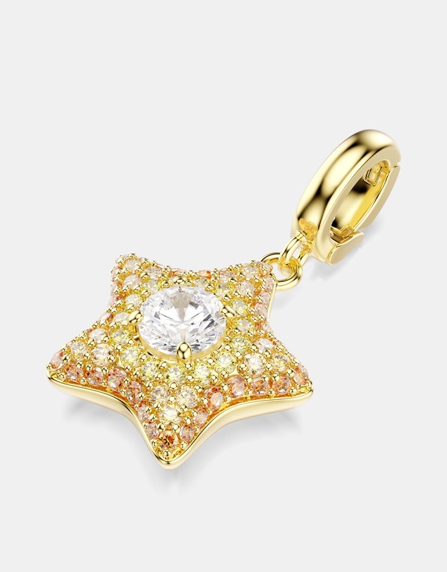 Swarovski - Sublima Charm, Round Cut, Star, Yellow, 18K Gold Finish