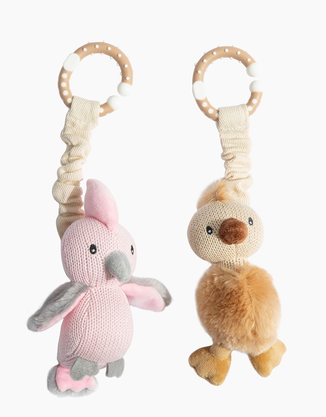 Living Textiles - 2 Pack Stroller Toys - Galah & Emu