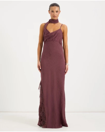 Calli - Estelle Plain Maxi Dress With Scarf