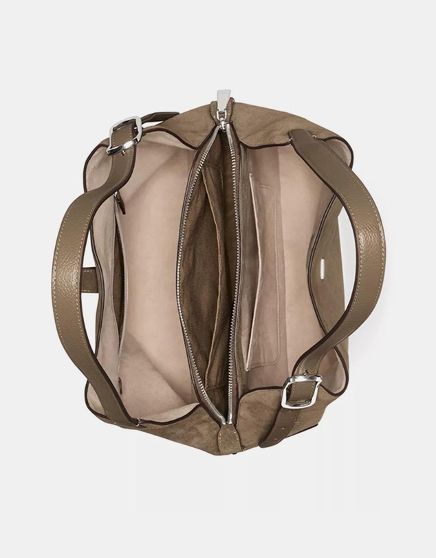 Kate Spade - Deco Pebbled Leather And Suede Large Shoulder Bag