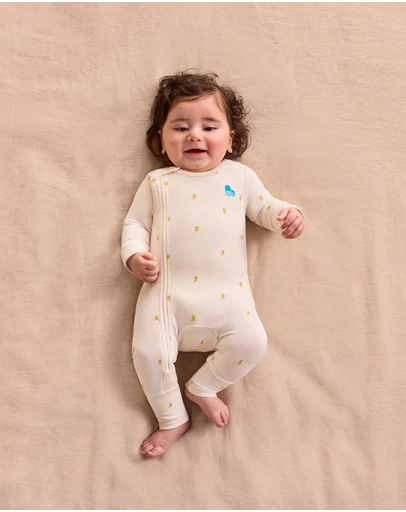 Love to Dream - Side Zip Romper Bamboo Cream Lemons
