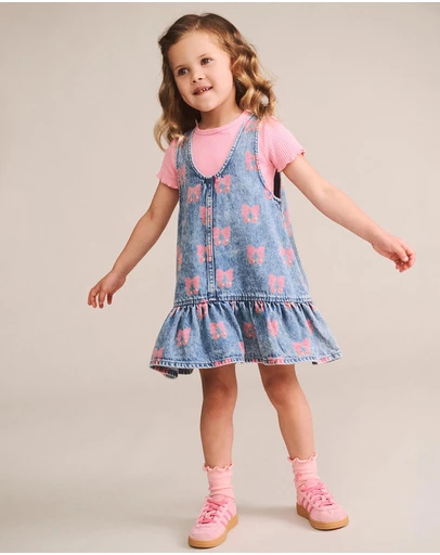 Huxbaby - Dreamy Denim Cherry Pinafore - Babies-Teens