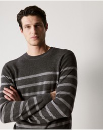 Trenery - Merino Stripe Knit in Charcoal