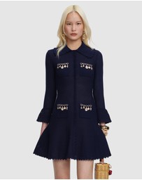 Self Portrait - Shell Embellished Knit Mini Dress