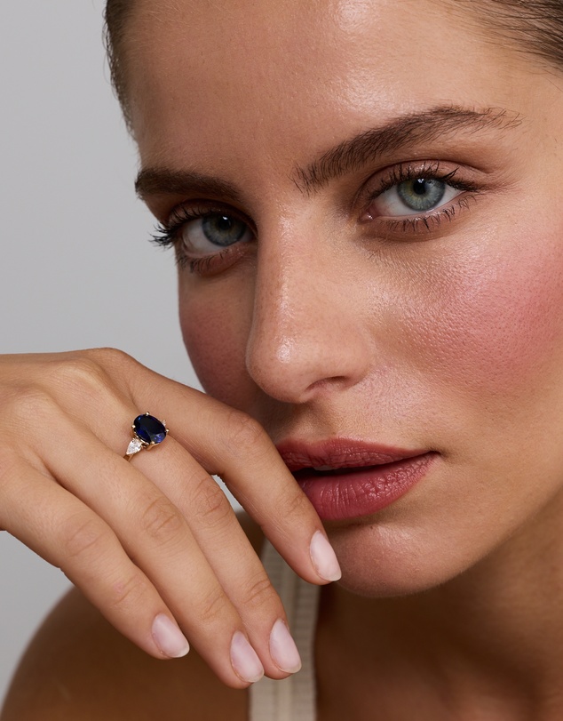 Michael Hill - Created Sapphire and 0.27 Carat TW Laboratory-Grown Diamond Ring in 10kt Gold