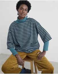 Seasalt - Seasalt Cornwall Navy Buryan Boat Neck Top