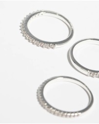 Lovisa - Silver Cubic Zirconia Fine Ring Stack