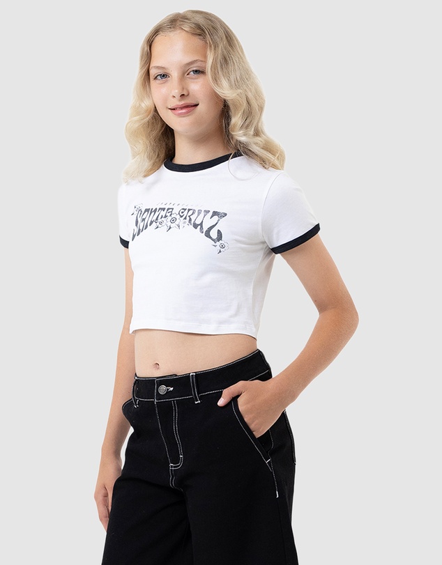 Santa Cruz - Strange Hibiscus Ringer Baby Tee - Kids-Teens