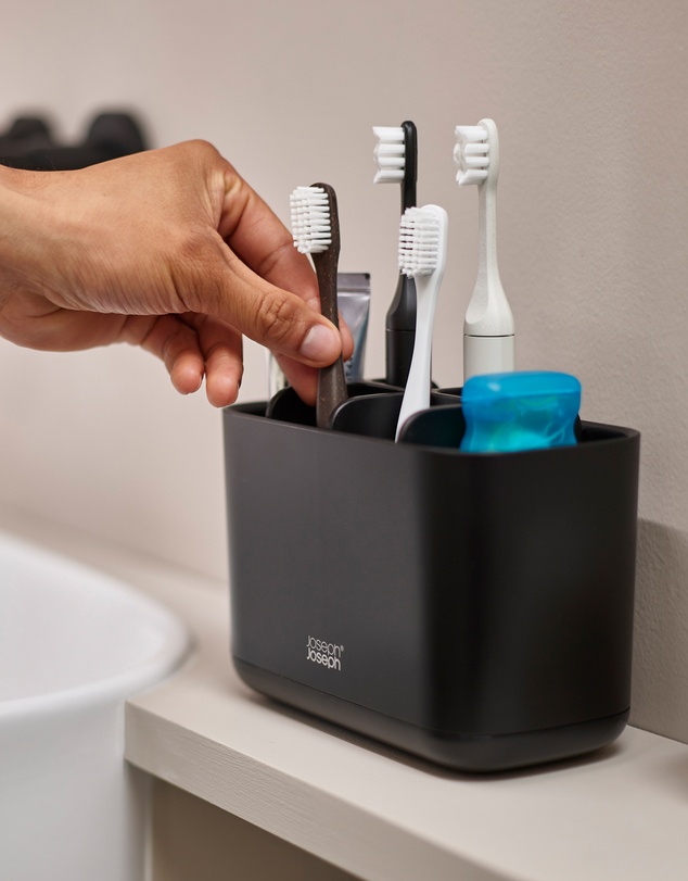 Joseph Joseph - EasyStore™ Large Toothbrush Caddy with Matt Black Finish