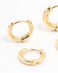 Lovisa - Gold Plated Thin Small Huggie Earrings 2-Pack