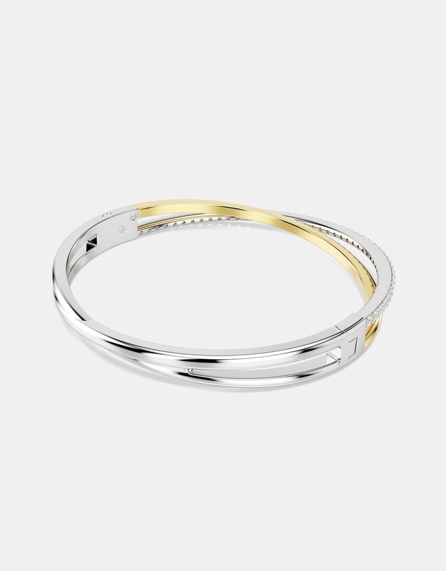 Swarovski - Hyperbola bangle, Round cut, White, Mixed metal finish