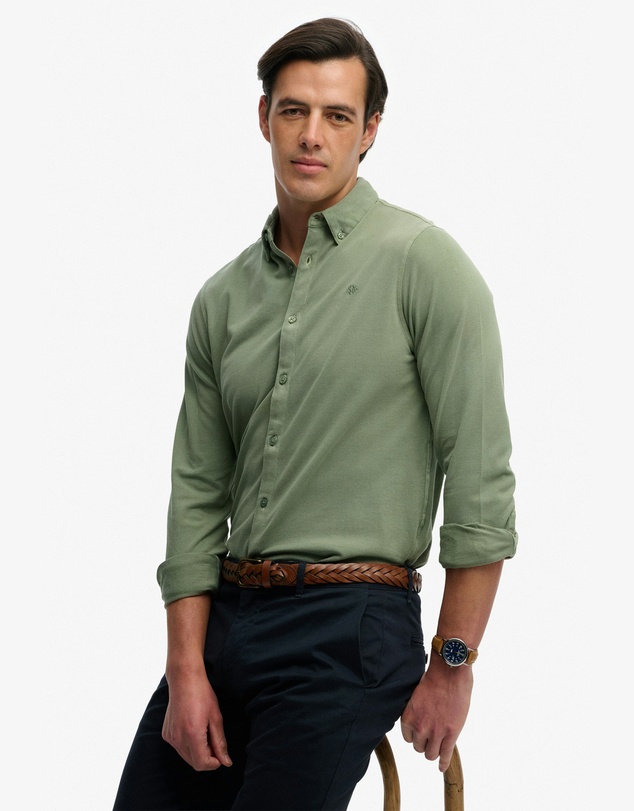 Superdry - Vintage Destroy Pique Long Sleeve Shirt