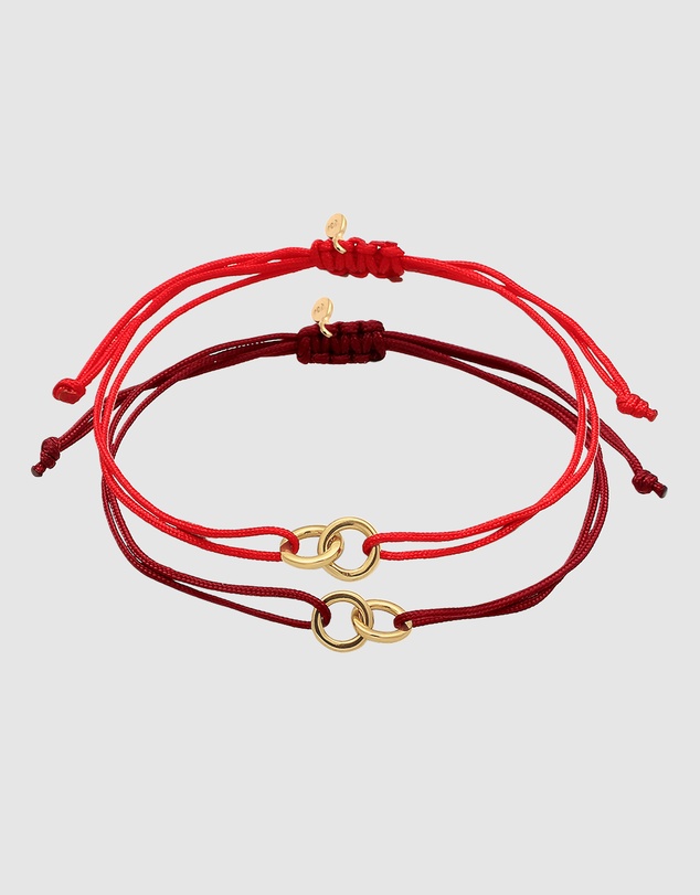 Elli Jewelry - Bracelet Set Women Circle Infinity Red and Burgundy 925 Sterling Silver Gold Plated