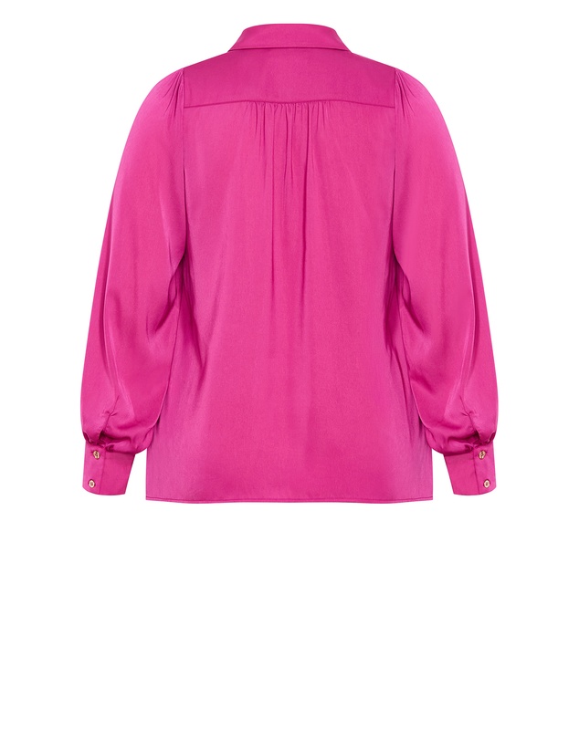 City Chic - Plus size Hadlee Long Sleeve Shirt - framboise