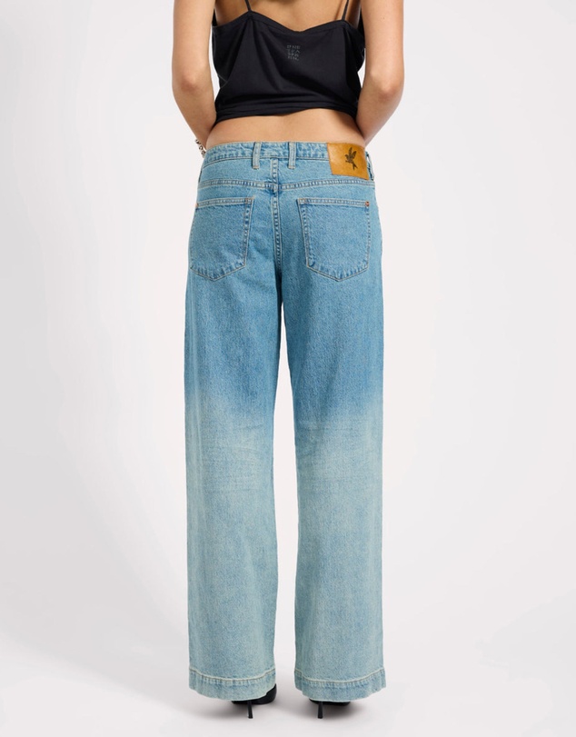 ONE TEASPOON - Low Riders Low Waist Wide Leg Denim Jeans - Texas Blue