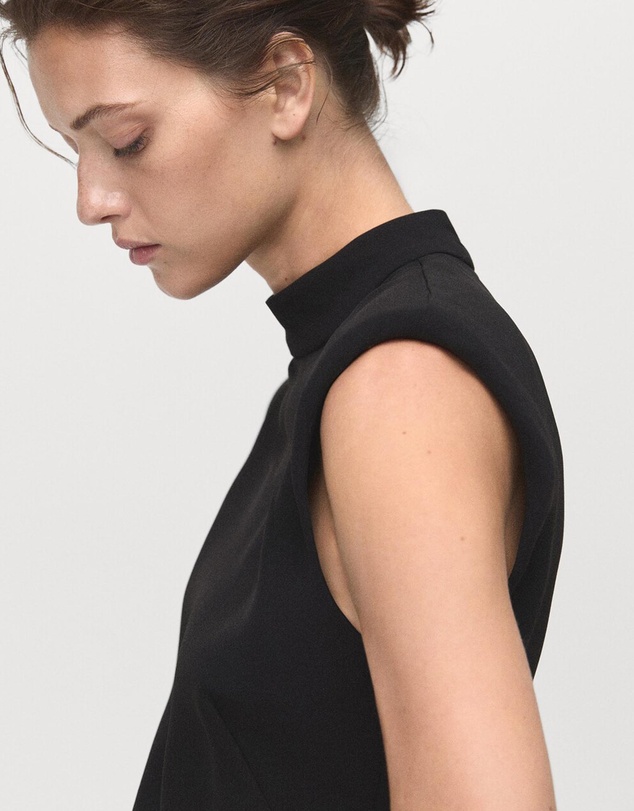 M.N.G - High-Neck Dress With Ruffle