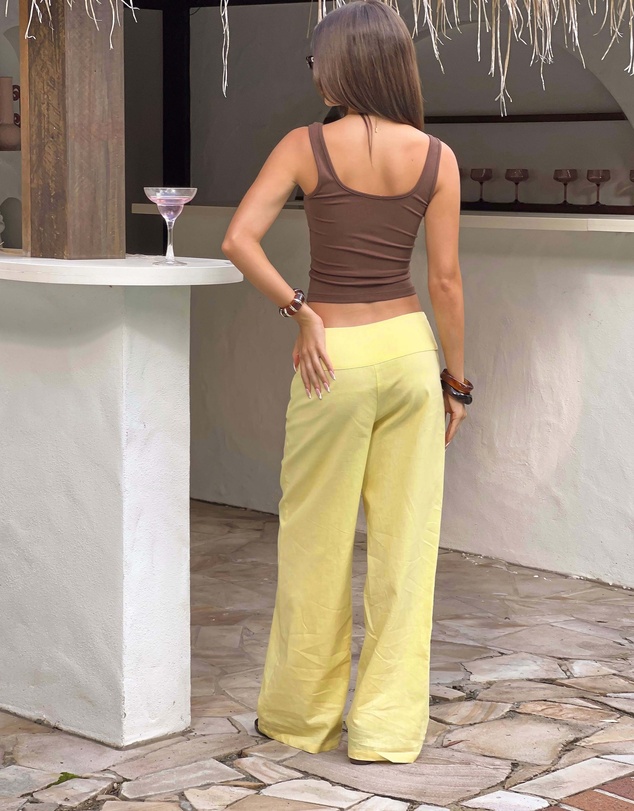 Beginning Boutique - Alamara Yellow Floral Detail Wide Leg Pants