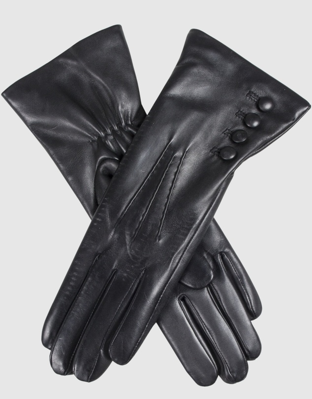 DENTS - Touchscreen Three-Point Cashmere-Lined Leather Gloves with Buttons
