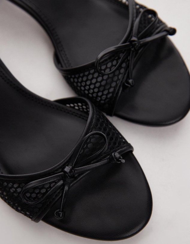 TOPSHOP - Imai Mesh Mid Heeled Mules With Bow Detail