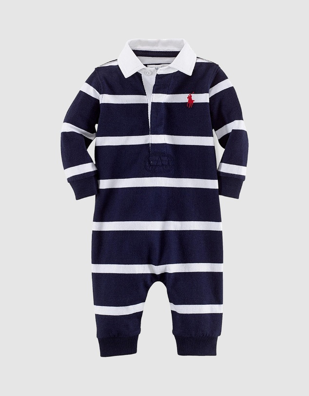 Polo Ralph Lauren - Striped Cotton Jersey Rugby Coveralls - Babies