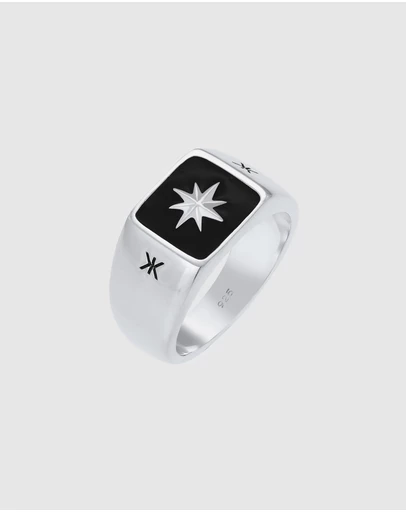 Kuzzoi - ICONIC EXCLUSIVE - Enamel Signet Ring in 925 Sterling Silver