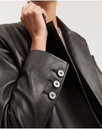 Country Road - Leather Double-breasted Coat