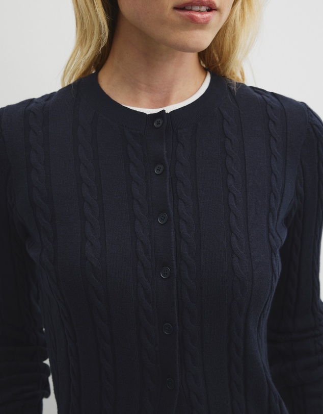 Country Road - Organically Grown Cotton Blend Cable Knit Cardigan