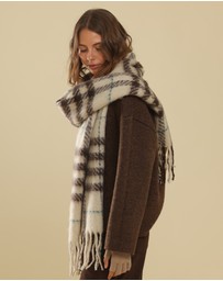 Morgan & Taylor - Hallie Scarf in Beige & Brown Check
