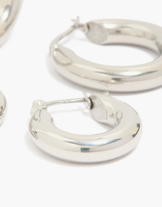 Lovisa - Waterproof Stainless Steel Tube Hoop Earrings 2-Pack