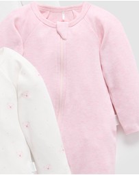 Purebaby - 4 Pack Zip Growsuit -Babies