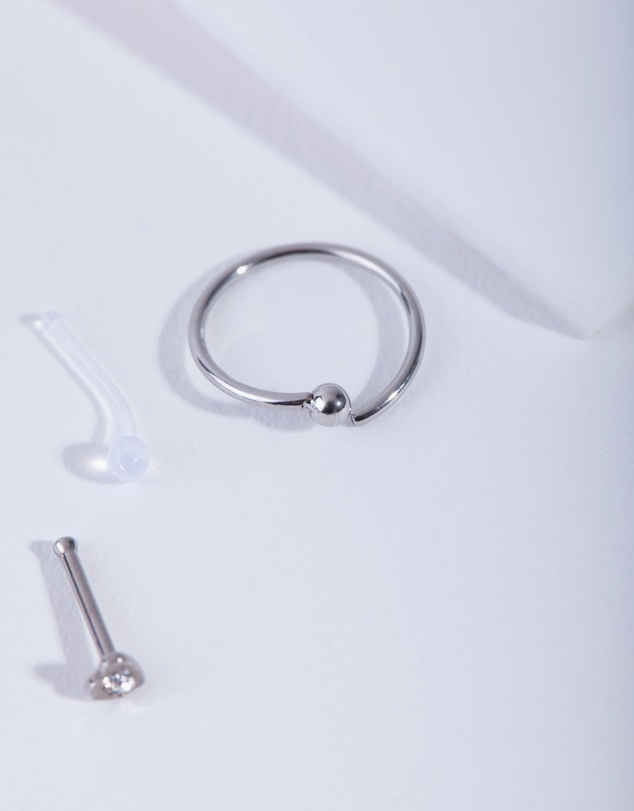 Lovisa - Silver Surgical Steel Mixed Nose Piercing 6-Pack
