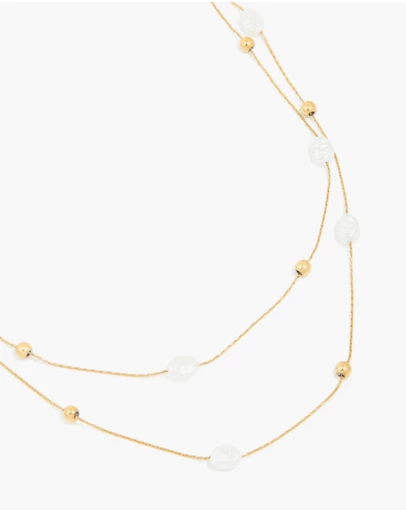 Lovisa - Waterproof Gold Plated Stainless Steel Pearl & Beaded Ball Layered Necklace