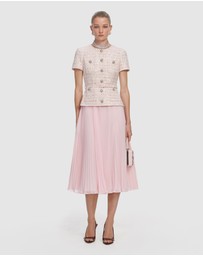Self Portrait - Pink Sequin Boucle Tailored Midi Dress