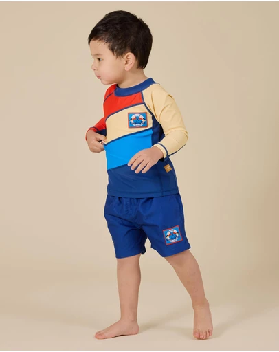 Goldie + Ace - Nautical Flag Board Shorts - Babies-Kids