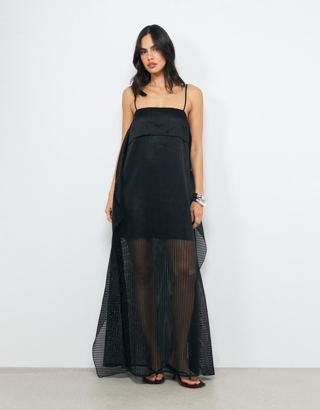 AERE - Maris Textured Drape Back Maxi Dress