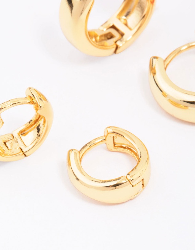 Lovisa - Gold Plated Brass Graduating Hoop Earring 3-Pack