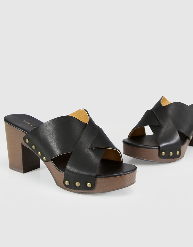 Belle & Bloom - Midtown Clog Mule - Black/Chocolate