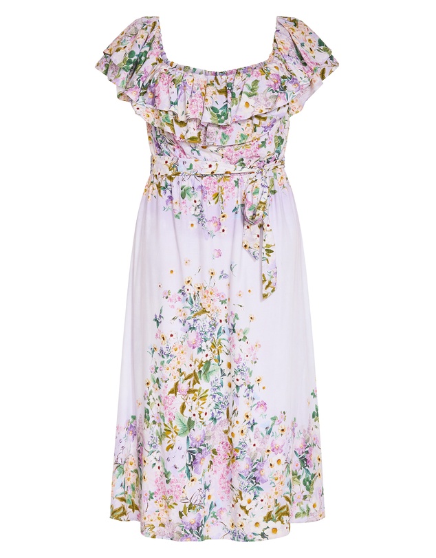 City Chic - Plus size Garden Party Off Shoulder Maxi Dress - lilac
