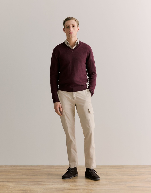 Trenery - Regular Fit Jaspe Cotton Shirt in Fawn