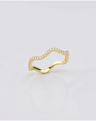 Wanderlust + Co - Scallop Petite Pave Gold Ring