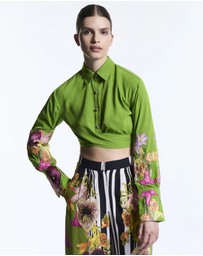 Muma World - Floral Canopy Beaded Cropped Shirt