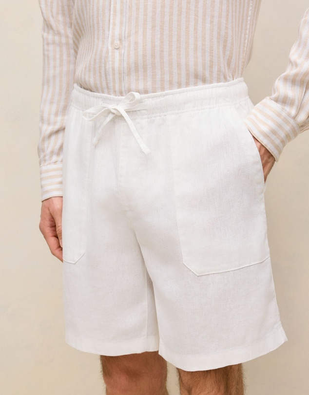 Trenery - Linen Patch Pocket Drawcord Short in White