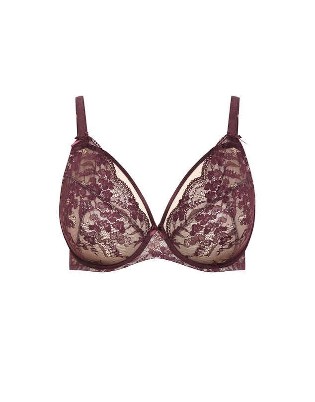 City Chic - Plus size Helena Underwire Bra - bordeaux