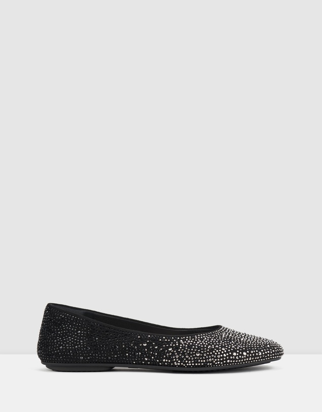 Rollie - Ballet Square Toe Rhinestone Flat