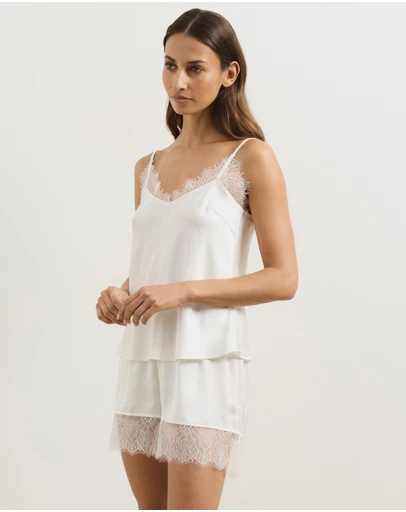 Atmos&Here - Pearl Cami & Shorts Lace Trim Sleep Set