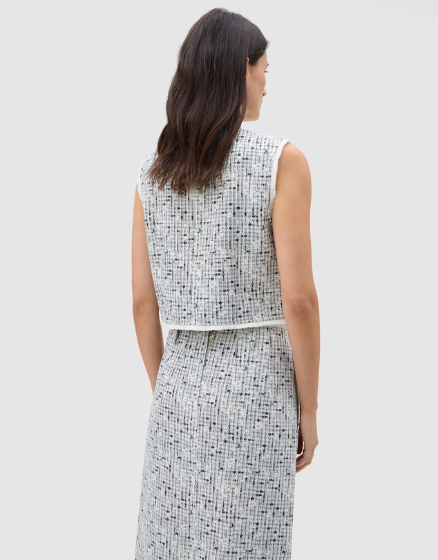 Oroton - Tweed Print Button Shell Top