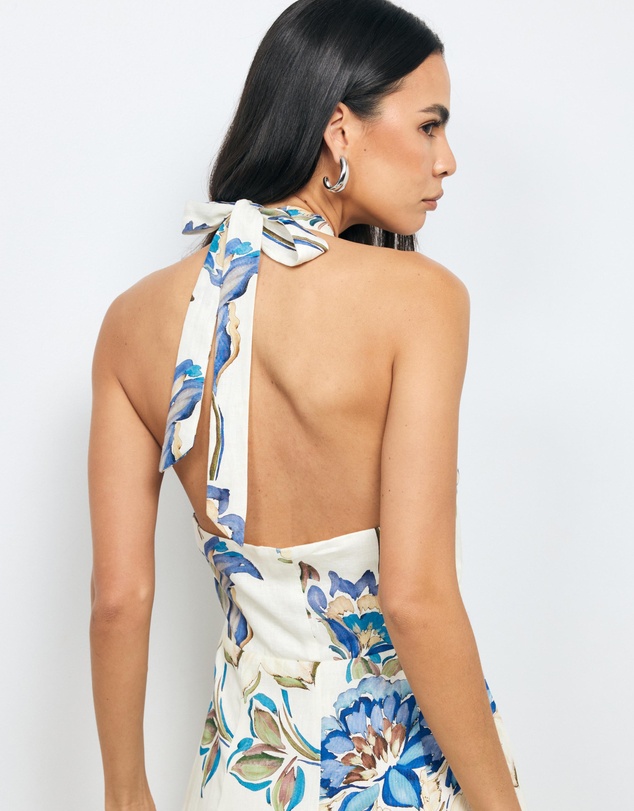 AERE - Mara Linen Halter Maxi Dress